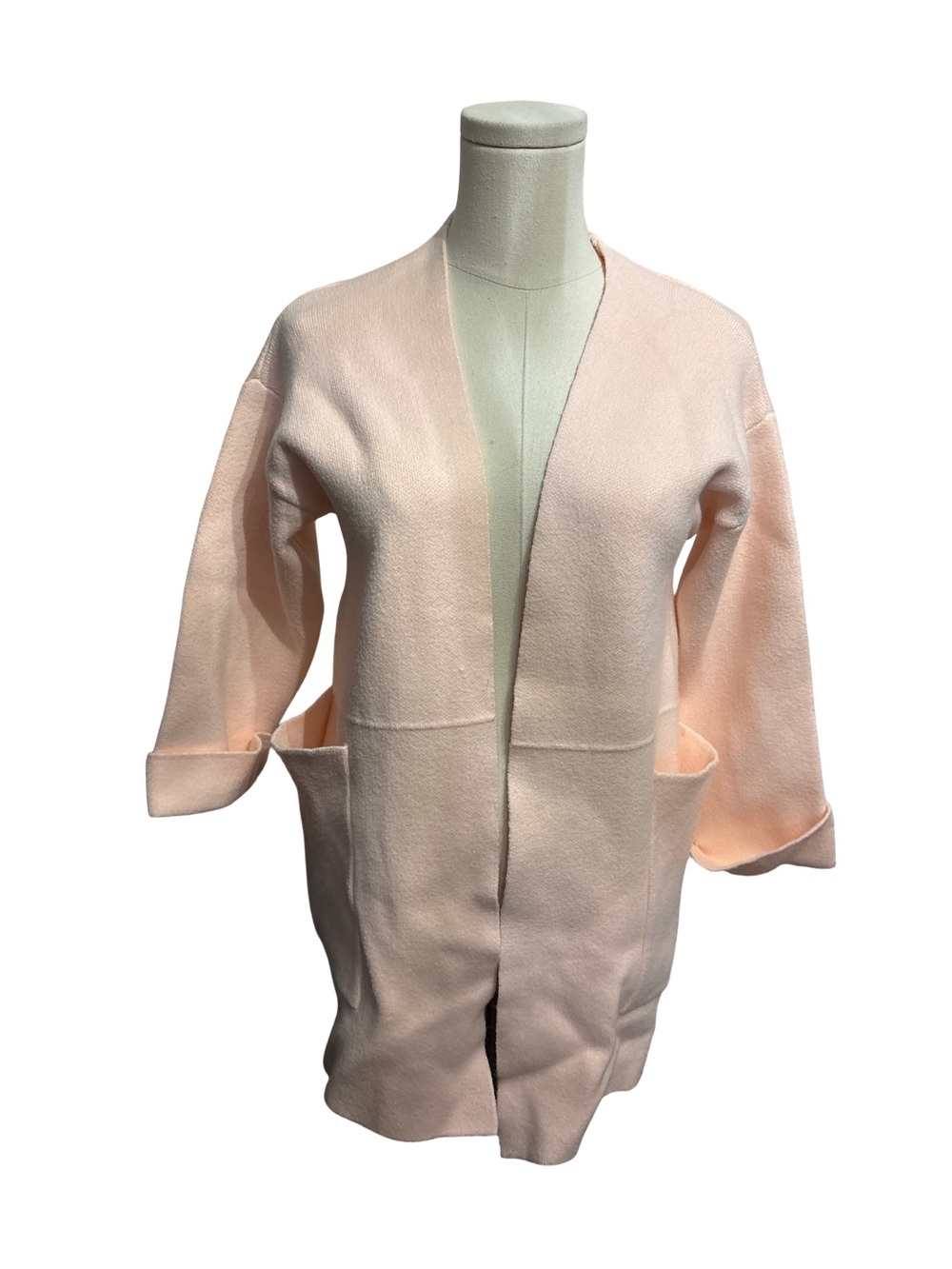 Light Pink Open-Front Knit Robe Cardigan - size M
